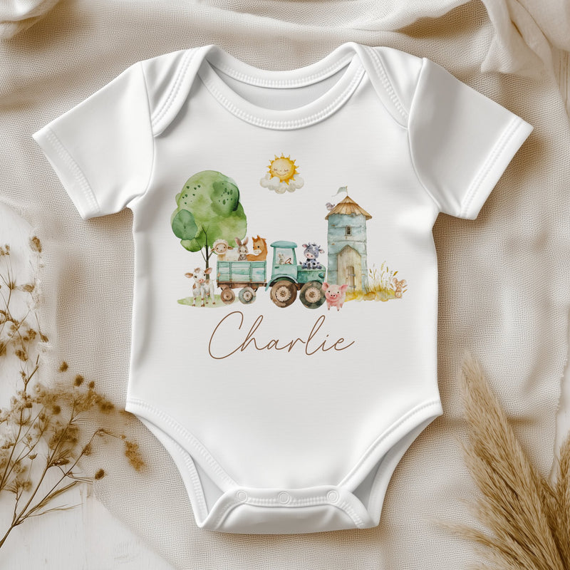 Farm Theme Personalised Baby Bodysuit - Little Lili Store