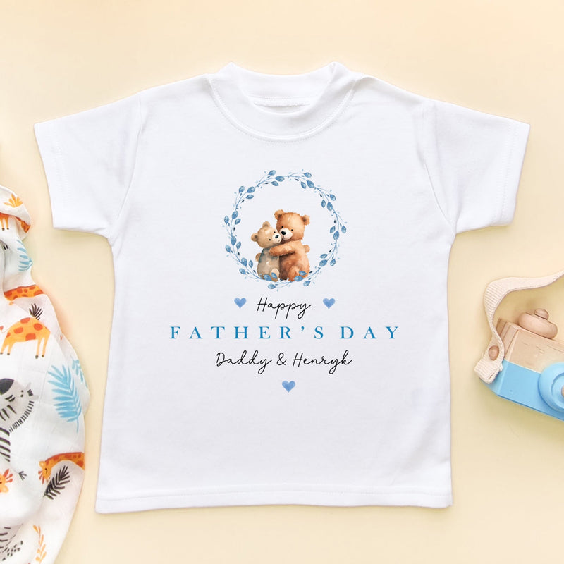 Father's Day Bears Boy Wreath Personalised Toddler & Kids T Shirt - Little Lili Store (9117252256024)