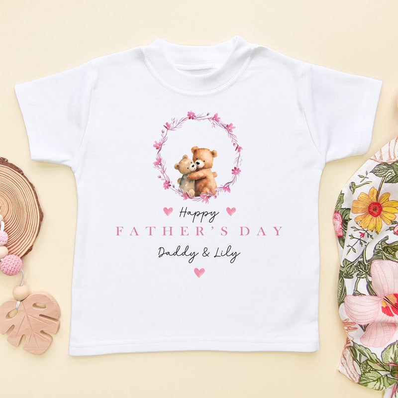 Father's Day Bears Girl Wreath Personalised Toddler & Kids T Shirt - Little Lili Store (9117251502360)