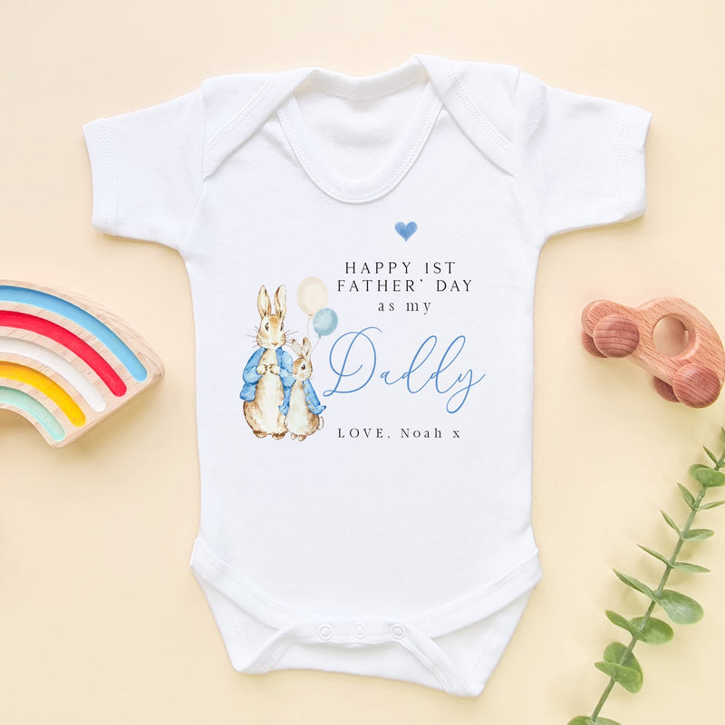 Father's Day Peter Rabbit Boy Inspired Personalised Baby Bodysuit - Little Lili Store (9117320151320)