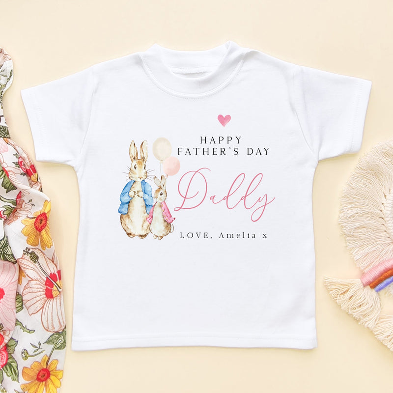 Father's Day Peter Rabbit Girl Inspired Personalised Toddler & Kids T Shirt - Little Lili Store (9117255860504)