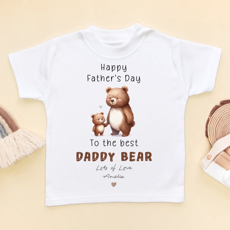 Father's Day To The Best Daddy Bear Personalised Toddler & Kids T Shirt - Little Lili Store (9117190717720)