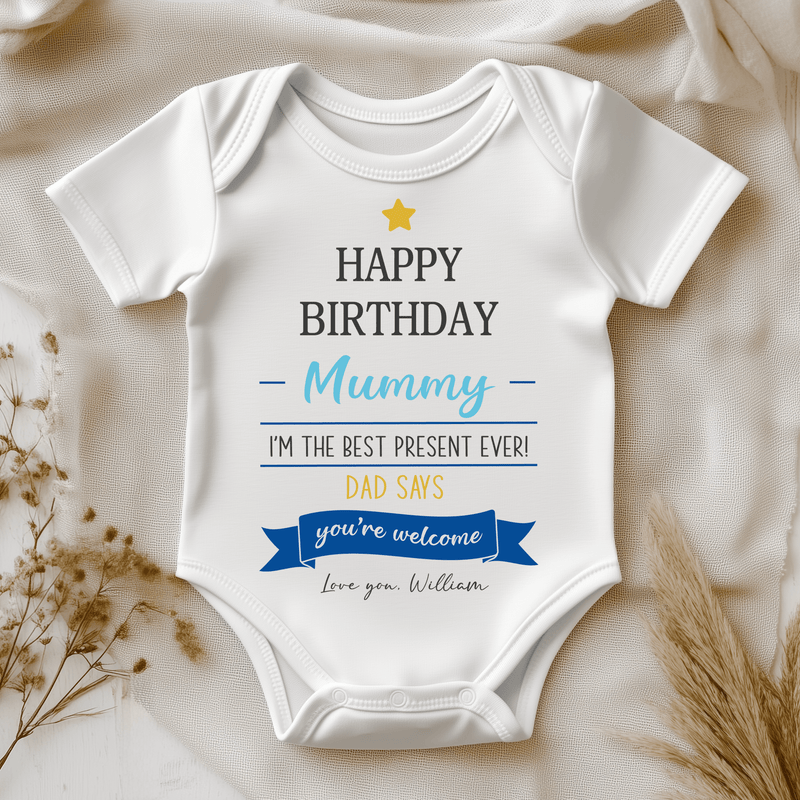 Happy Birthday Mummy Quote Boy Personalised Baby Bodysuit - Little Lili Store