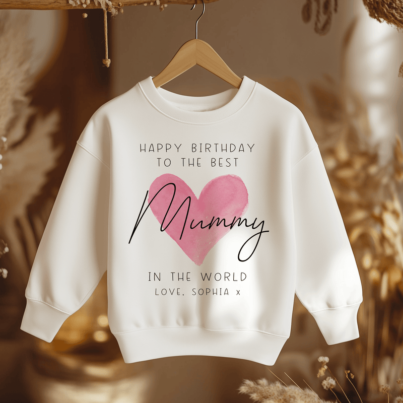 Happy Birthday The Best Mummy Red Heart Personalised Toddler & Kids Sweatshirt - Little Lili Store