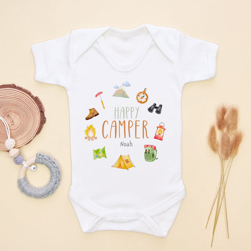 Happy Camper Personalised Name Baby Bodysuit - Little Lili Store