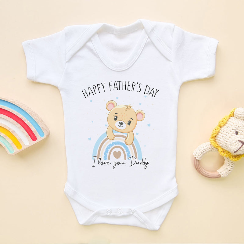 Happy Father's Day 2024 Cute Teddy Rainbow Baby Bodysuit - Little Lili Store (8204343116056)