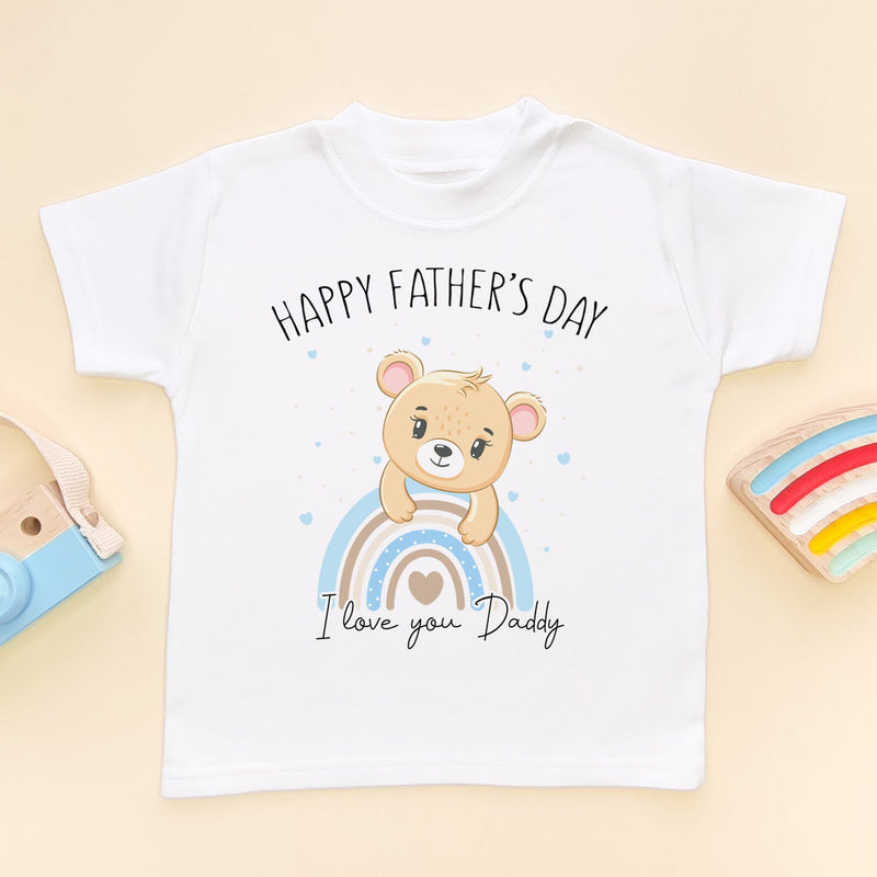 Happy Father's Day 2024 Cute Teddy Rainbow Toddler & Kids T Shirt - Little Lili Store (8204343214360)