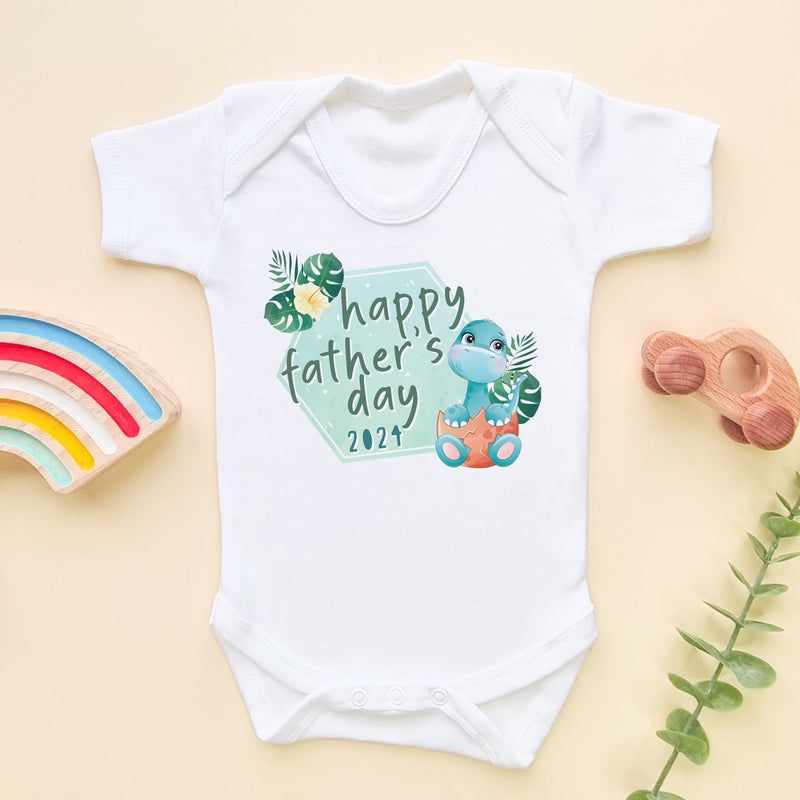 Happy Father's Day Cute Dino Baby Bodysuit - Little Lili Store (6549244706888)