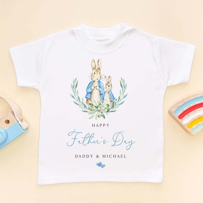 Happy Father's Day Peter Rabbit Boy Inspired Personalised Toddler & Kids T Shirt - Little Lili Store (9117307339032)