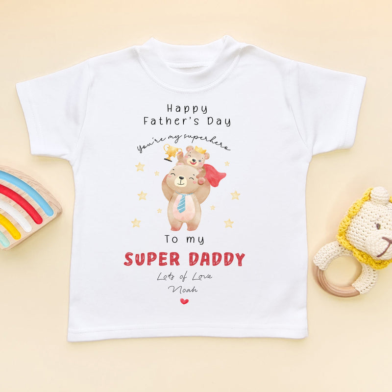 Happy Father's Day To My Super Daddy Personalised Toddler & Kids T Shirt - Little Lili Store (9117344334104)