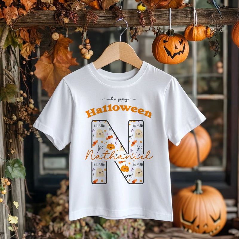 Happy Halloween Pattern Personalised Toddler & Kids T Shirt - Little Lili Store