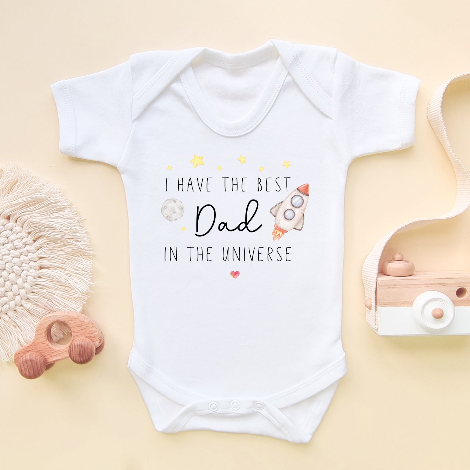 MoonWorks Baby Bodysuit - I Have The Best Dad In The World - White Cotton - New With Tags