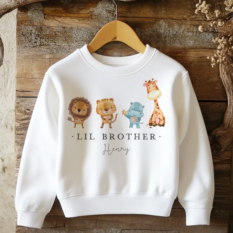 Lil Brother Safari Animals Personalised Toddler & Kids Sweatshirt - Little Lili Store