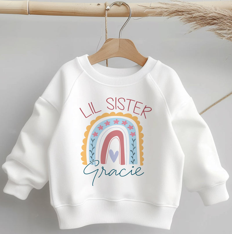 Lil Sister Colorful Rainbow Personalised Toddler & Kids Sweatshirt - Little Lili Store