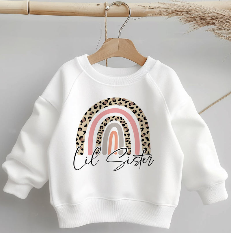 Lil Sister Leopard Rainbow Toddler & Kids Sweatshirt - Little Lili Store