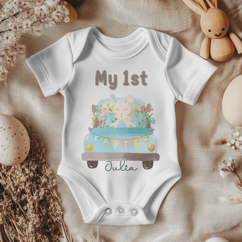 My 1st Easter Bunny Truck Personalised Baby Bodysuit - Little Lili Store