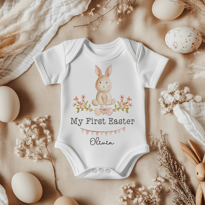 My First Easter Cute Bunny Personalised Baby Bodysuit - Little Lili Store