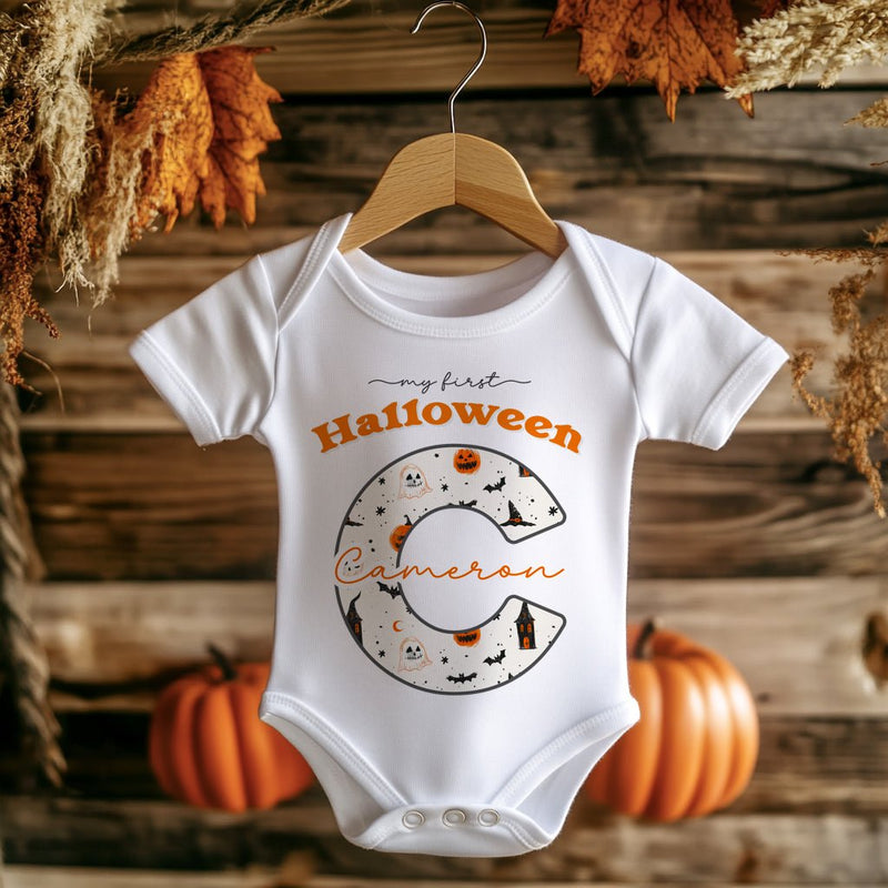 My First Halloween Theme Pattern Personalised Baby Bodysuit - Little Lili Store