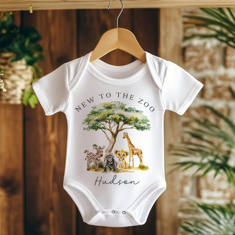 New To The Zoo Baby Announcement Personalised Bodysuit - Little Lili Store