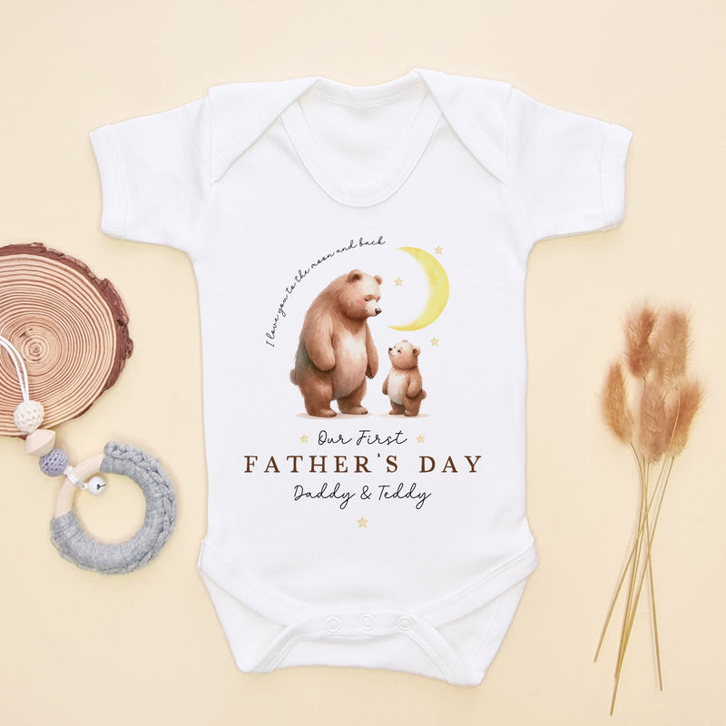 Our First Father's Day Daddy Bear Personalised Baby Bodysuit - Little Lili Store (9117244293400)