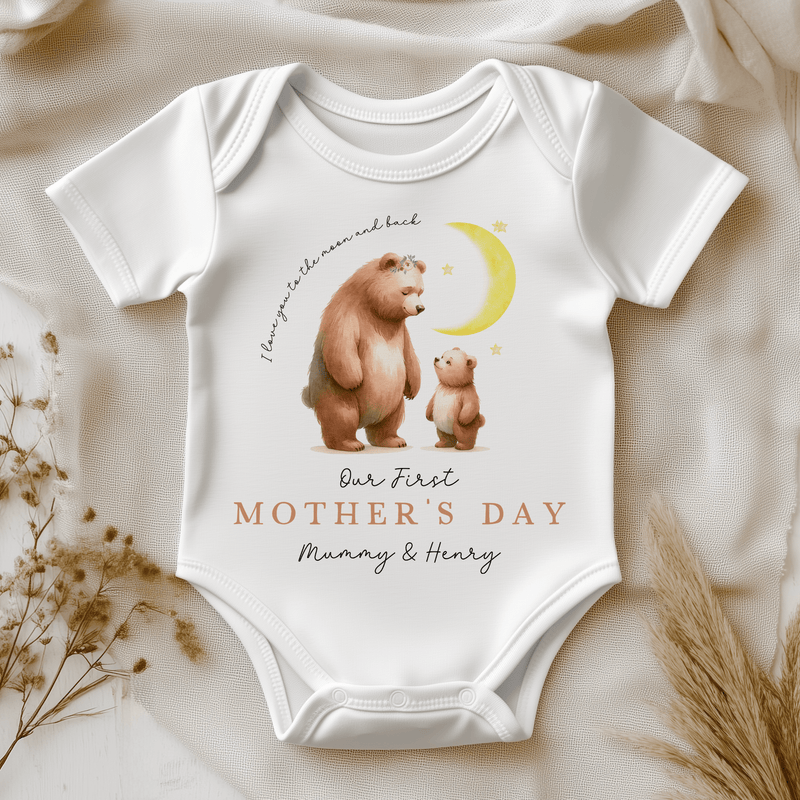Our First Mother's Day Bear Personalised Baby Bodysuit - Little Lili Store