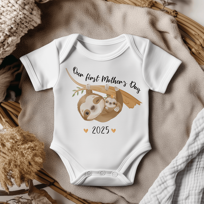 Our First Mother's Day Cute Sloths Baby Bodysuit - Little Lili Store