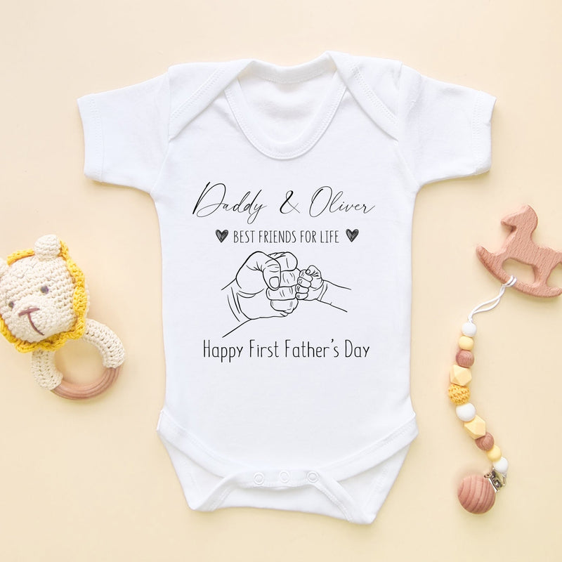 Personalised Best Friends For Life Happy 1st Father's Day Baby Bodysuit - Little Lili Store (8204342165784)