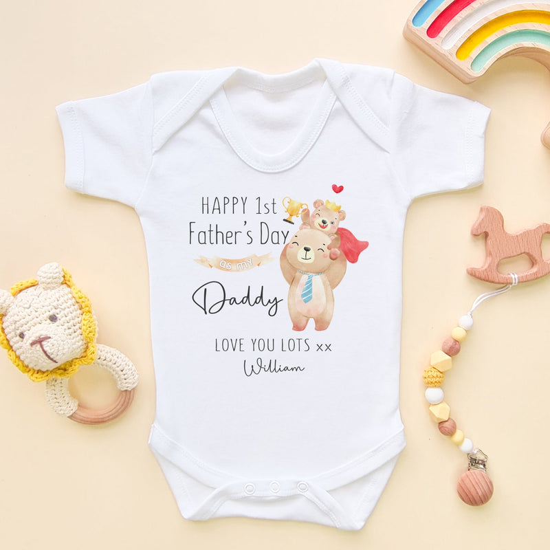 Personalised Happy 1st Father's Day As My Daddy Cute Bears Baby Bodysuit - Little Lili Store (8204343771416)