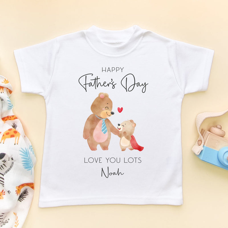 Personalised Happy Father's Day 2024 Cute Bears Toddler & Kids T Shirt - Little Lili Store (8205072990488)