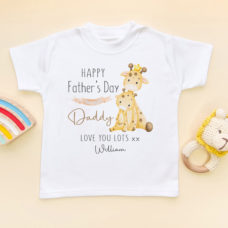 Personalised Happy Father's Day 2024 Cute Giraffe Toddler & Kids T Shirt - Little Lili Store (8205074071832)