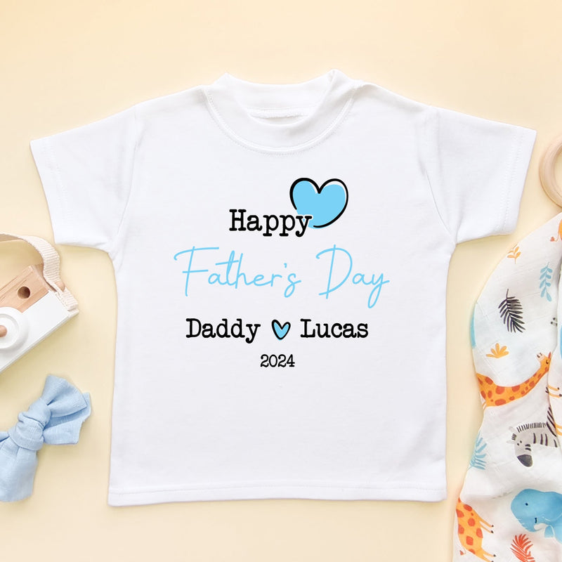 Personalised Happy Father's Day (Boy) Toddler & Kids T Shirt - Little Lili Store (8204336234776)