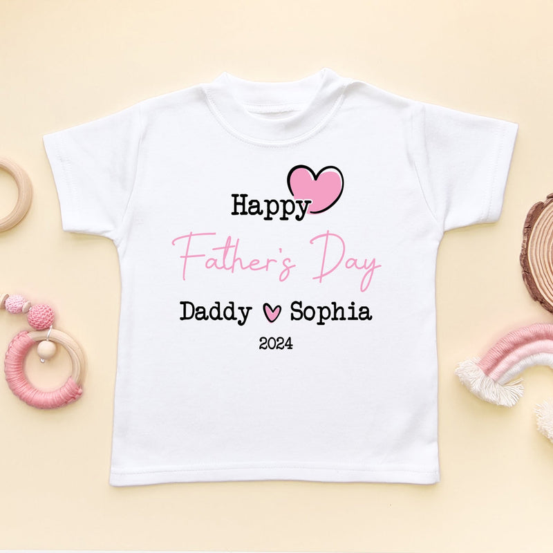 Personalised Happy Father's Day (Girl) Toddler & Kids T Shirt - Little Lili Store (8204335644952)