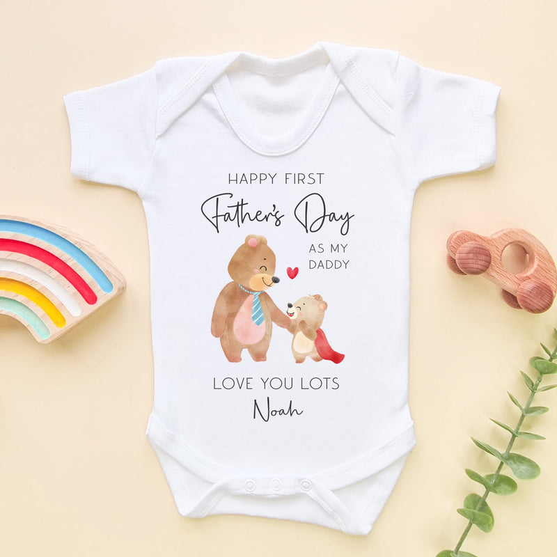 Personalised Happy First Father's Day As My Daddy Cute Bears Baby Bodysuit - Little Lili Store (8204344164632)