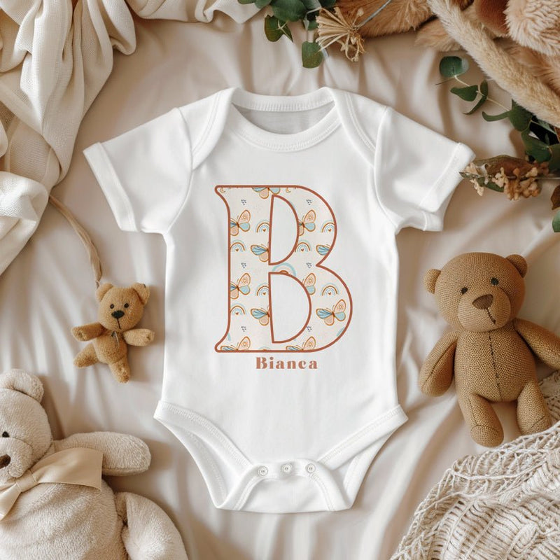 Personalised Name Boho Butterfly Theme Baby Bodysuit - Little Lili Store