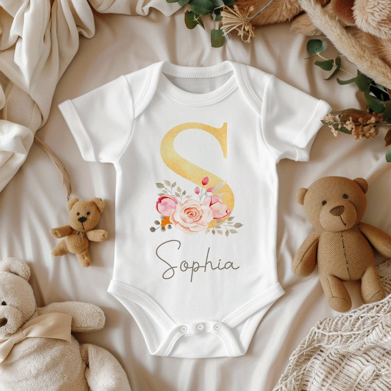 Personalised Name Flower Boho Baby Bodysuit - Little Lili Store