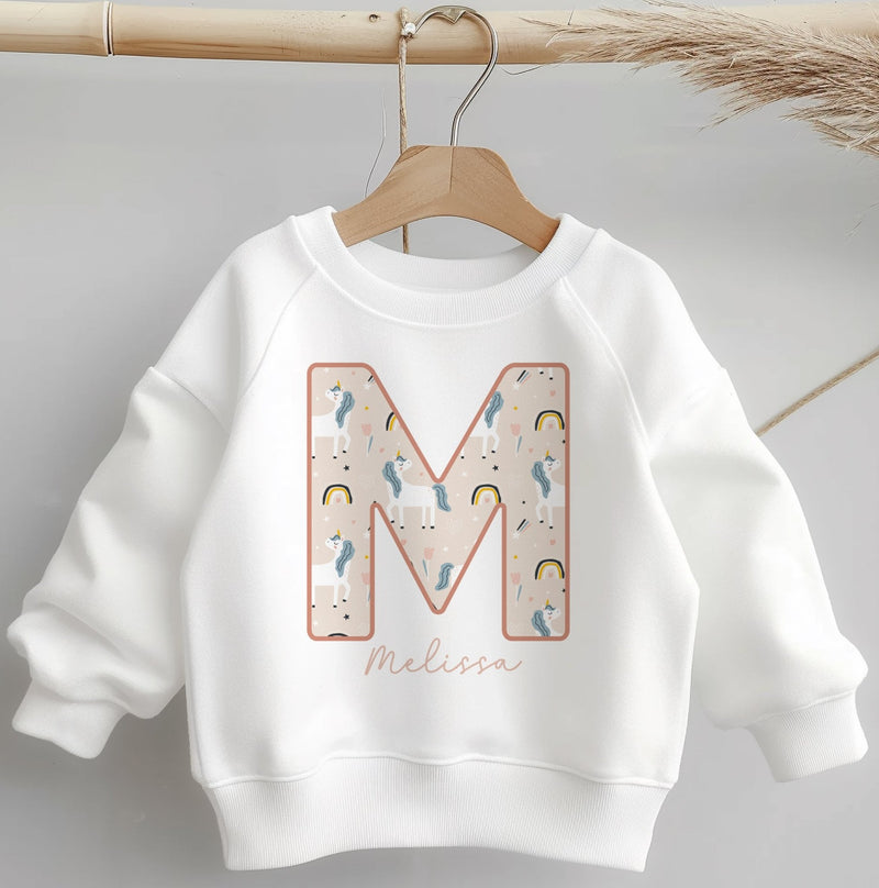 Personalised Name Unicorn Pattern Toddler & Kids Sweatshirt - Little Lili Store