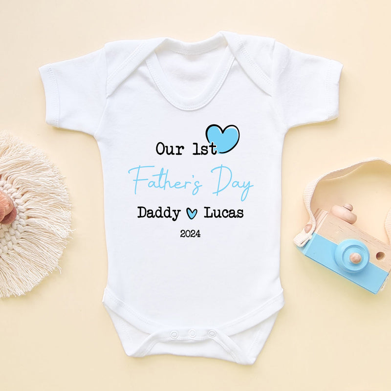 Personalised Our 1st Father's Day (Boy) Baby Bodysuit - Little Lili Store (8204335939864)