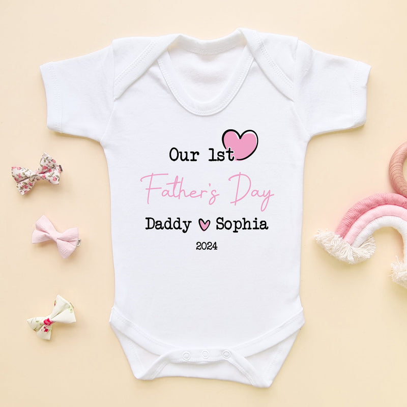 Personalised Our 1st Father's Day (Girl) Baby Bodysuit - Little Lili Store (8204335153432)