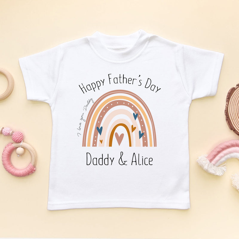 Personalised Rainbow Happy Father's Day 2024 Toddler & Kids T Shirt - Little Lili Store (8205068173592)