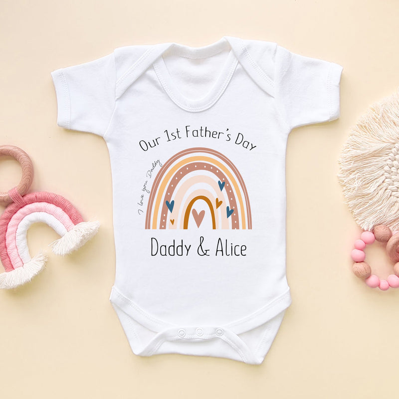 Personalised Rainbow Our First Father's Day Baby Bodysuit - Little Lili Store (8204342526232)