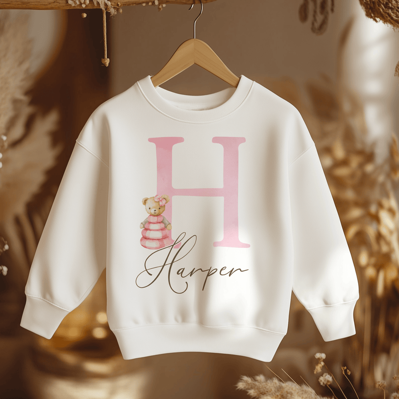 Teddy Bear Girl Personalised Toddler & Kids Sweatshirt - Little Lili Store