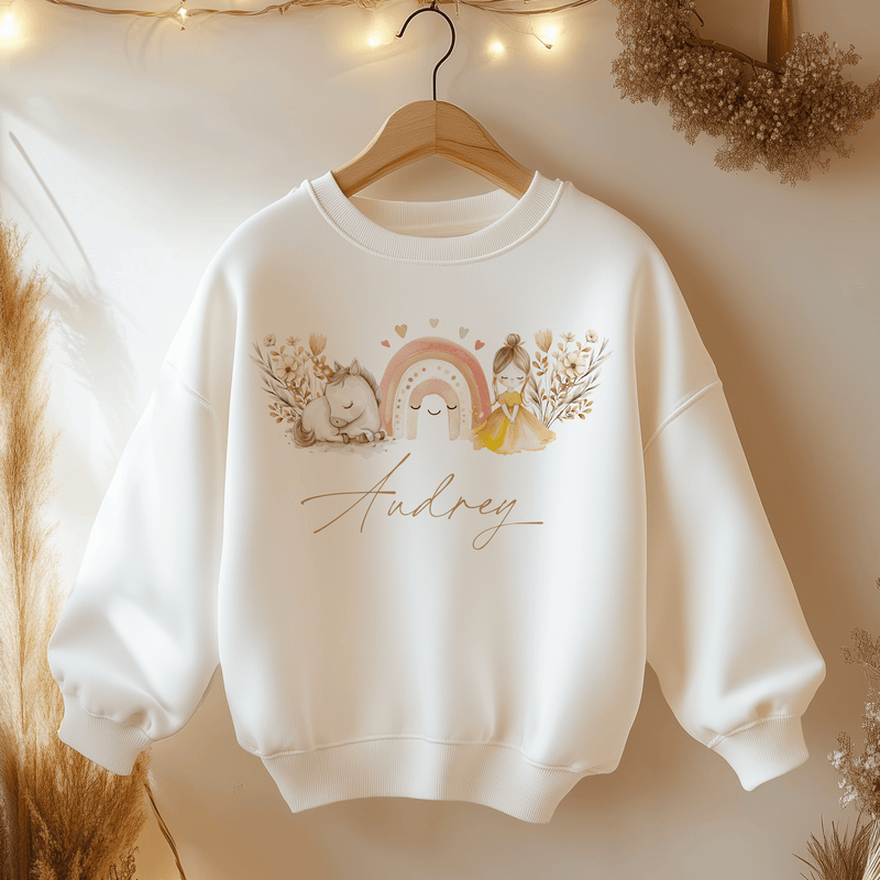 Unicorn Boho Rainbow Personalised Toddler & Kids Sweatshirt - Little Lili Store