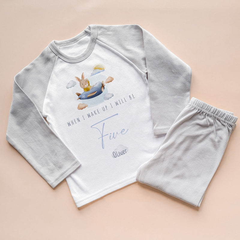 When I Wake Up I Will Be Five Personalised Birthday Bunny Pyjamas Set - Little Lili Store
