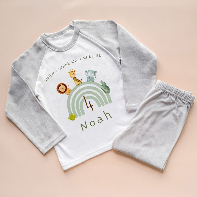 When I Wake Up I Will Be Four Personalised Birthday Animals Pyjamas Set - Little Lili Store