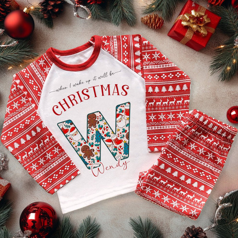 When I Wake Up It Will Be Christmas Pattern Personalised Kids Pyjamas Set - Little Lili Store