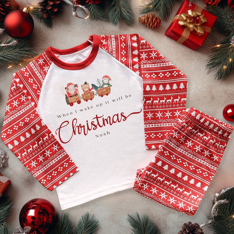 When I Wake Up It Will Be Christmas Santa Personalised Kids Pyjamas Set - Little Lili Store