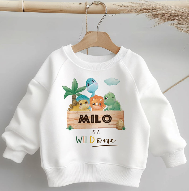 Wild One Dinosaurs Personalised Toddler Kids Sweatshirt