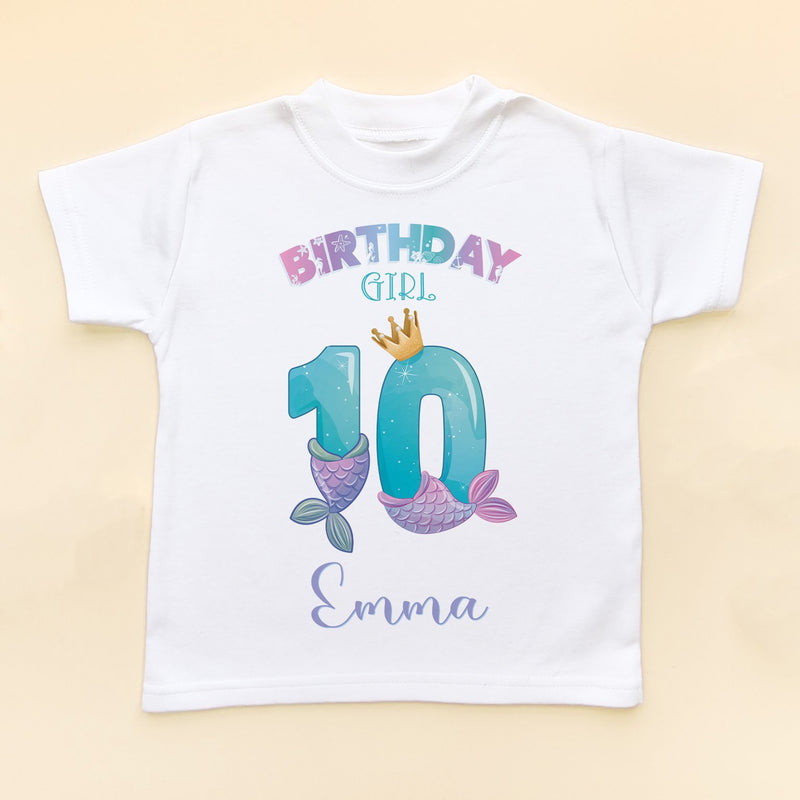 10th Birthday Cute Mermaid Personalised T Shirt - Little Lili Store (8843117461784)