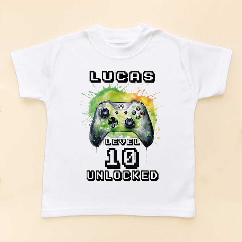 10th Birthday Unlocked Gamer Personalised T Shirt - Little Lili Store (8828677849368)
