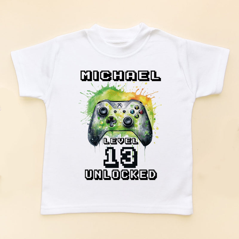 13th Birthday Unlocked Gamer Personalised T Shirt - Little Lili Store (8828678865176)